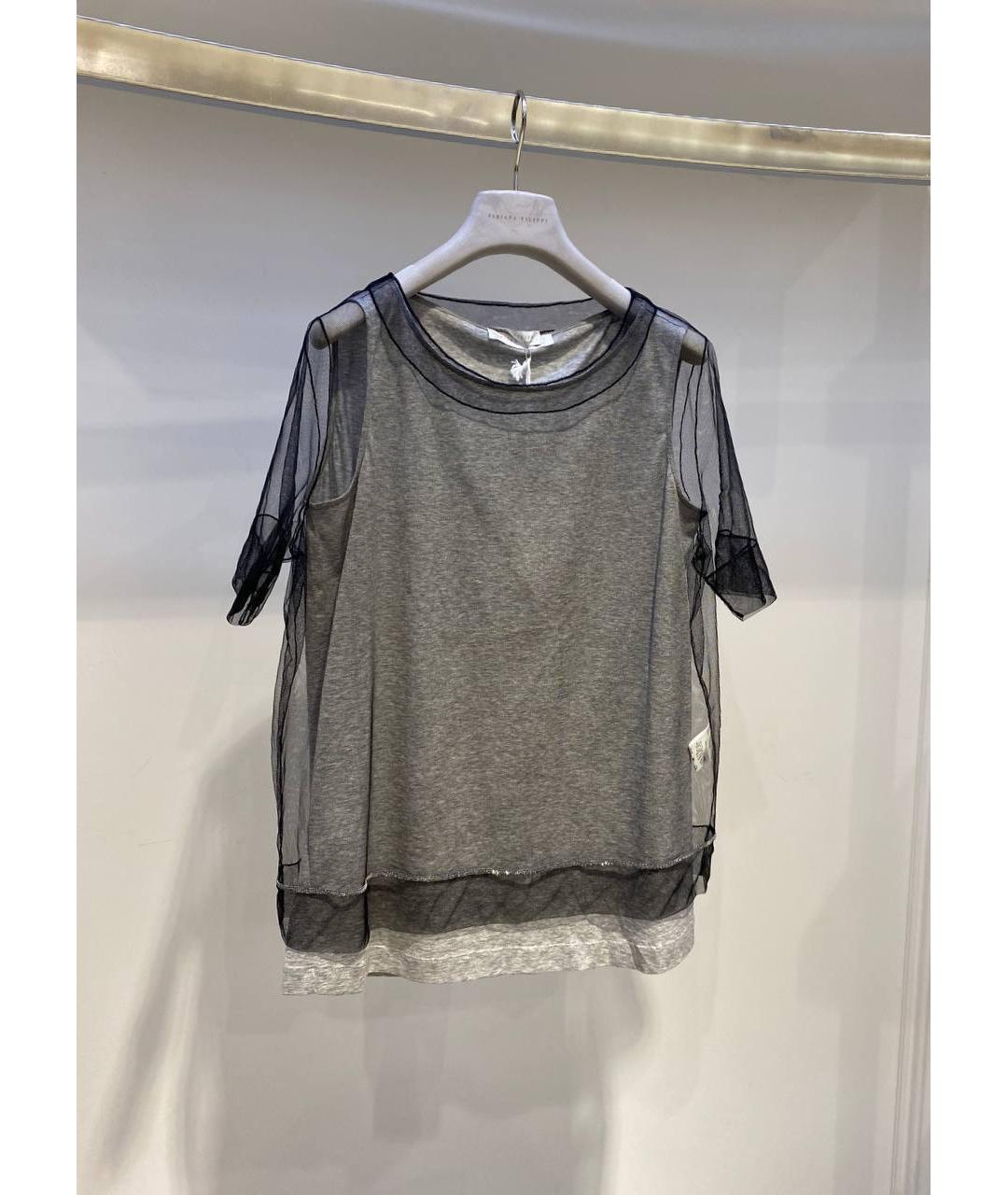 FABIANA FILIPPI Серая хлопковая футболка, фото 2