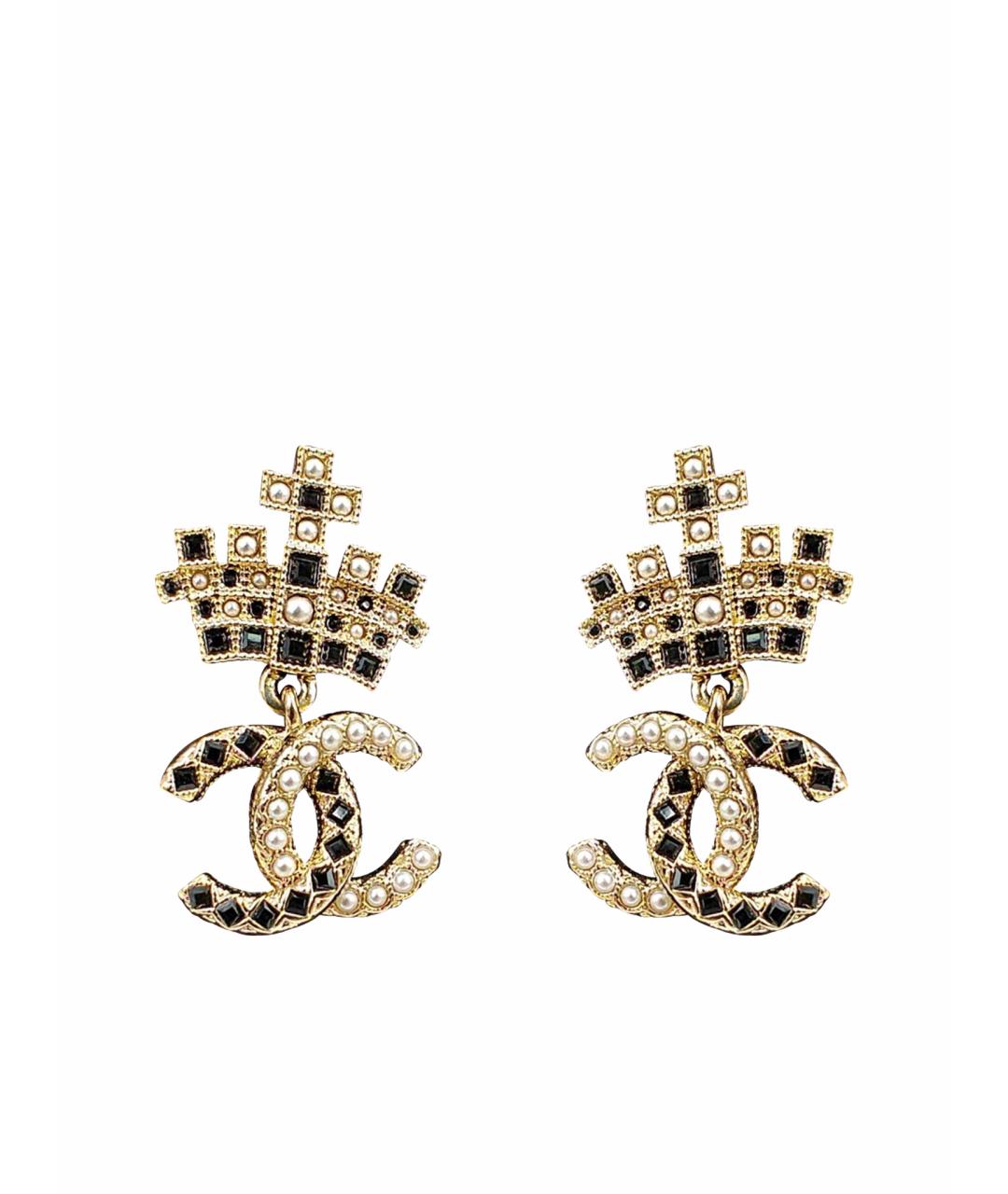 CHANEL Золотые металлические серьги, фото 1