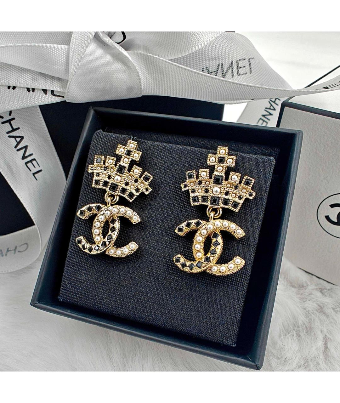CHANEL Золотые металлические серьги, фото 2