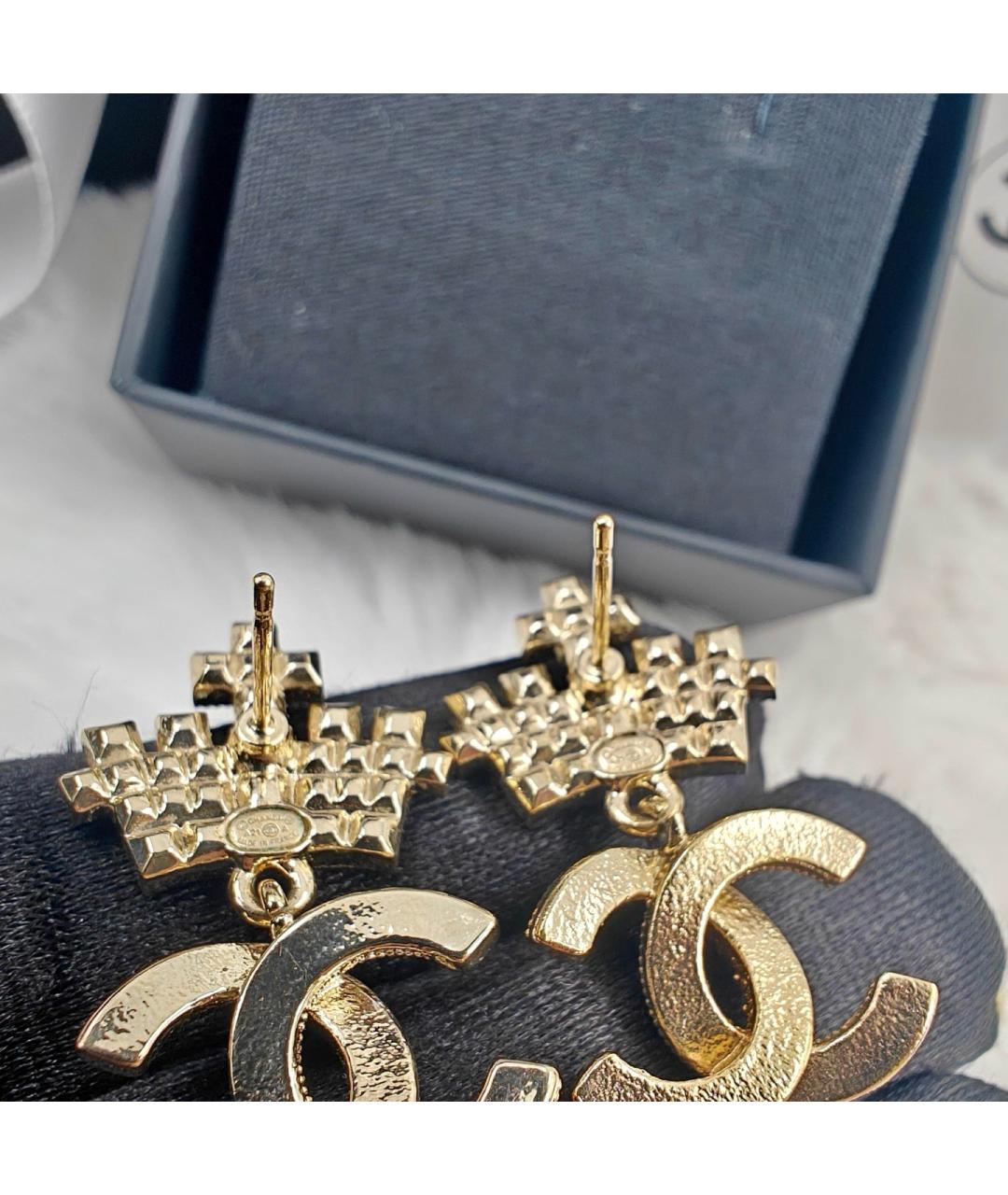 CHANEL Золотые металлические серьги, фото 8