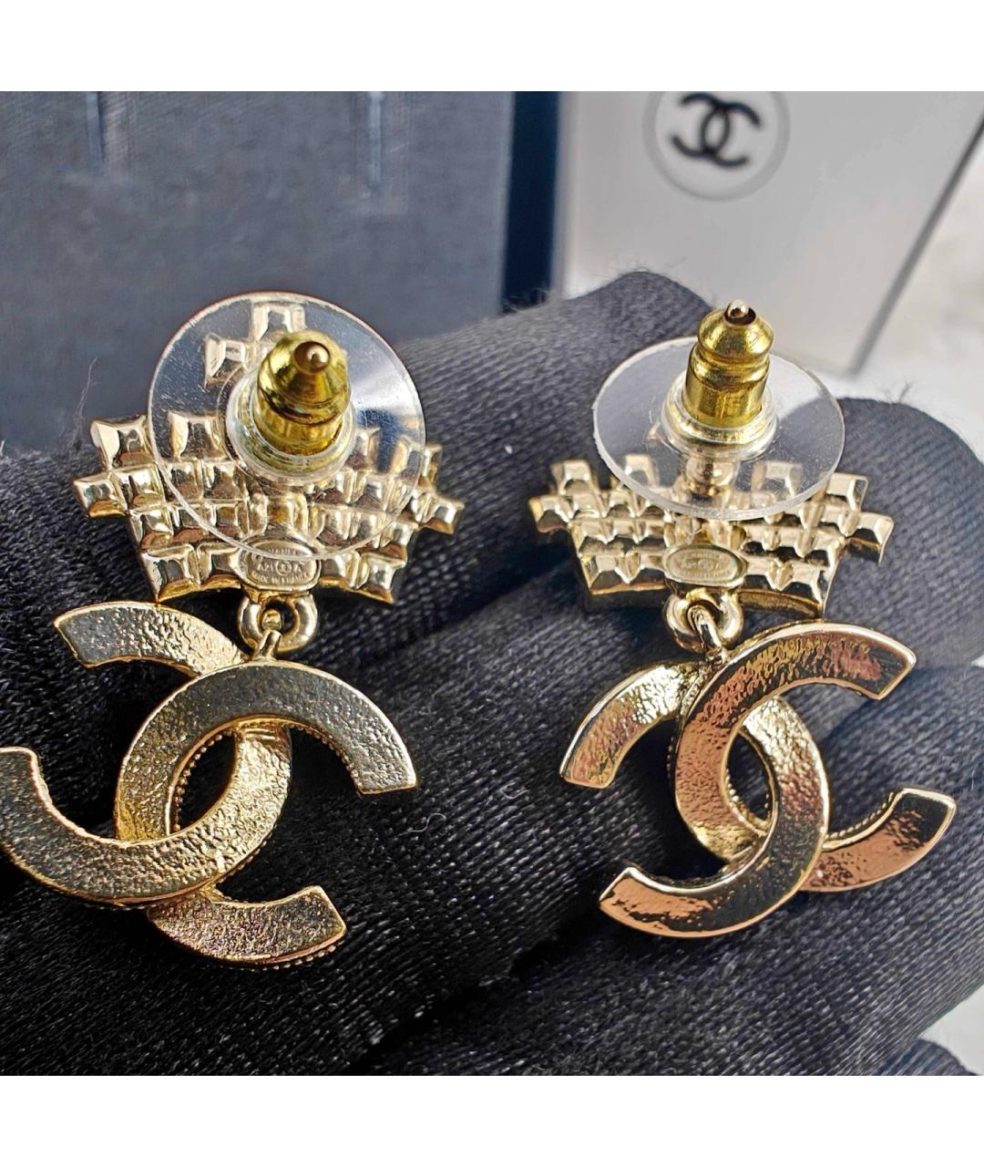 CHANEL Золотые металлические серьги, фото 4