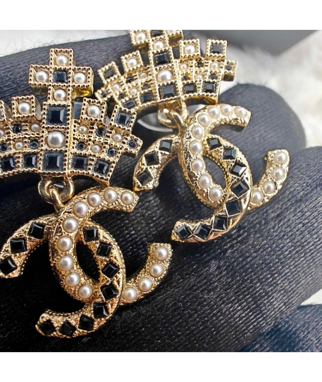 CHANEL Золотые металлические серьги, фото 7