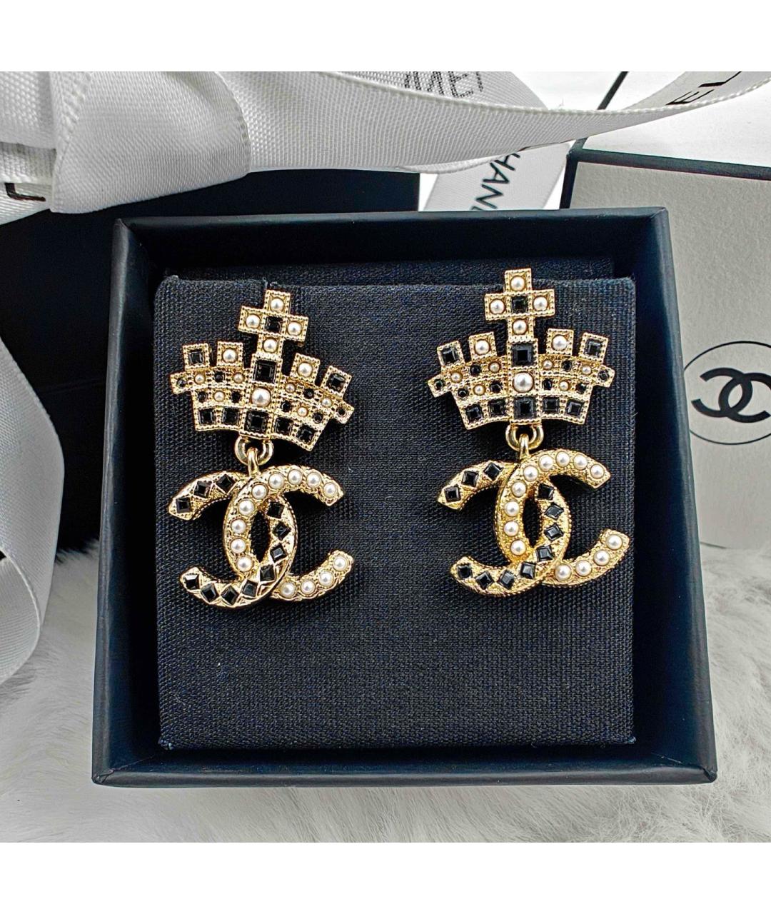 CHANEL Золотые металлические серьги, фото 9