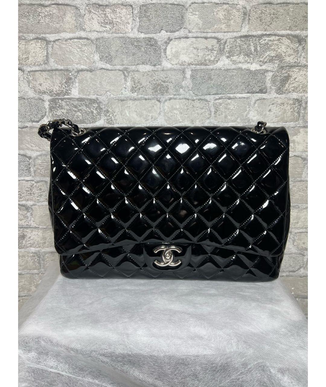 CHANEL Черная сумка через плечо из лакированной кожи, фото 9