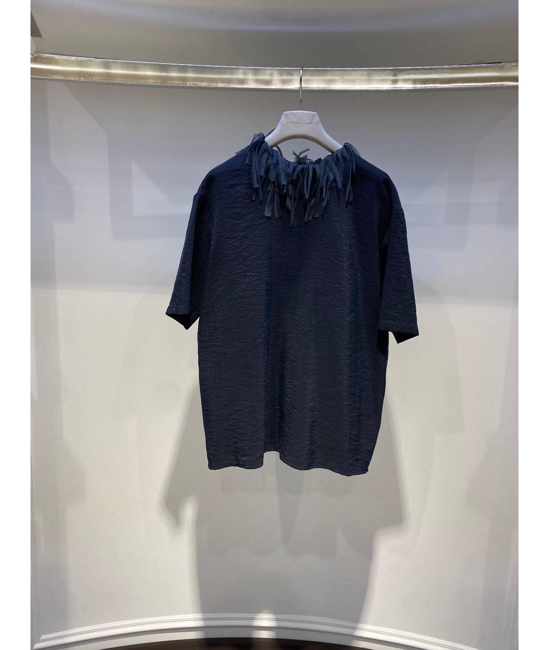 FABIANA FILIPPI Синяя шелковая футболка, фото 4