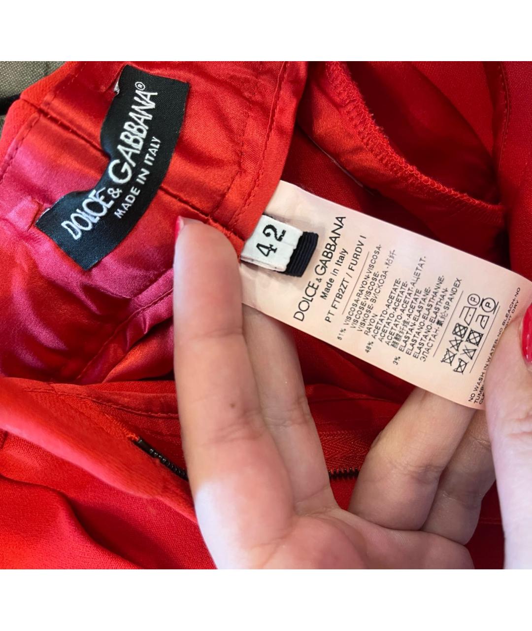 DOLCE&GABBANA Красные вискозные брюки широкие, фото 3