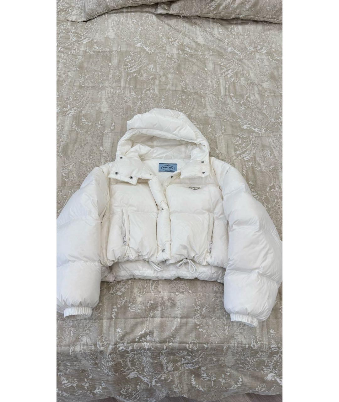 PRADA Белый полиамидовый пуховик, фото 9