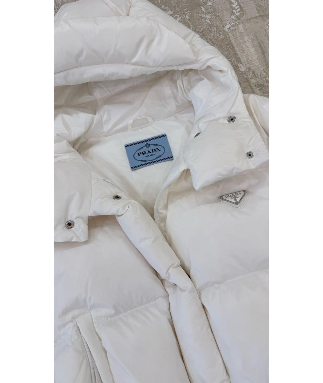 PRADA Белый полиамидовый пуховик, фото 6