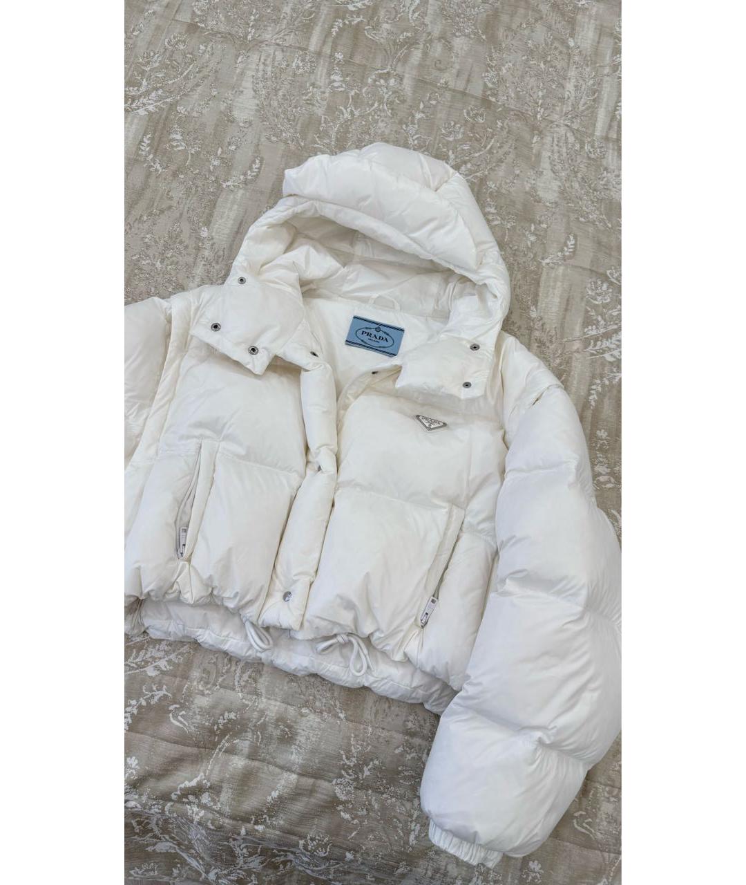 PRADA Белый полиамидовый пуховик, фото 5