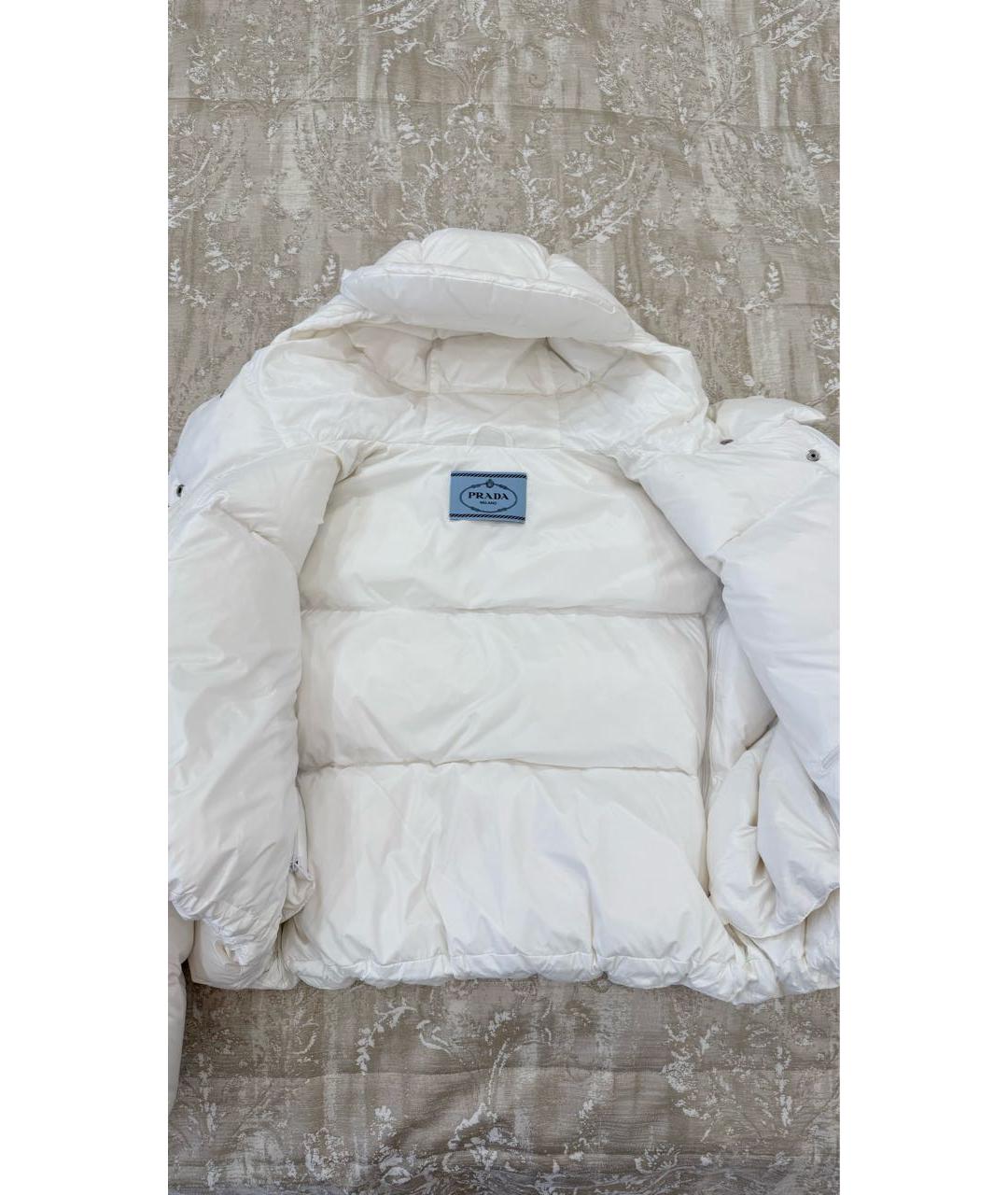 PRADA Белый полиамидовый пуховик, фото 7
