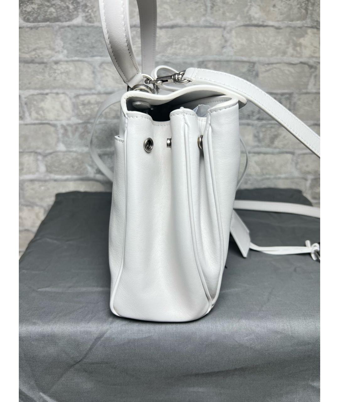 BALENCIAGA Белая кожаная сумка через плечо, фото 5