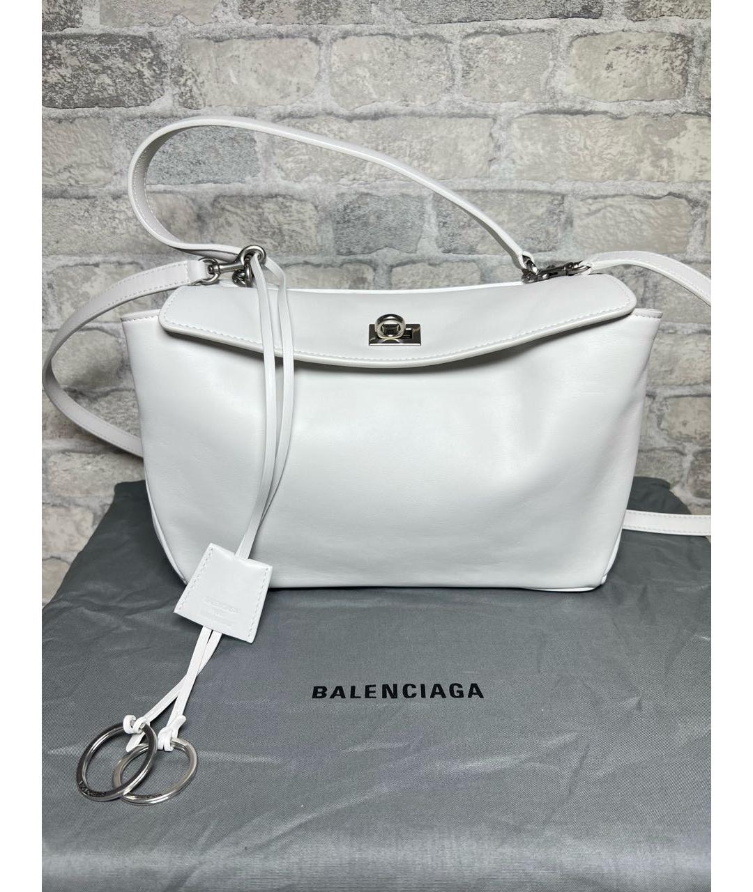 BALENCIAGA Белая кожаная сумка через плечо, фото 9