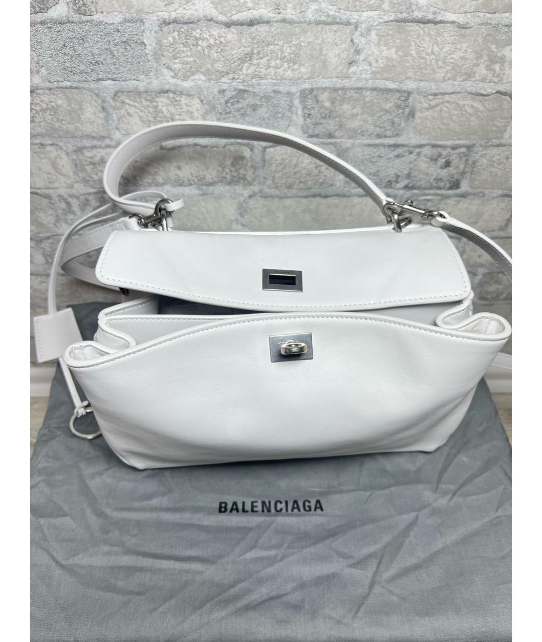 BALENCIAGA Белая кожаная сумка через плечо, фото 4