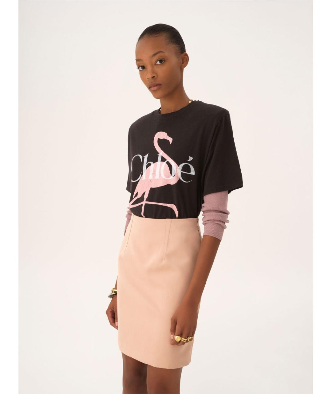 CHLOE Черная хлопковая футболка, фото 2