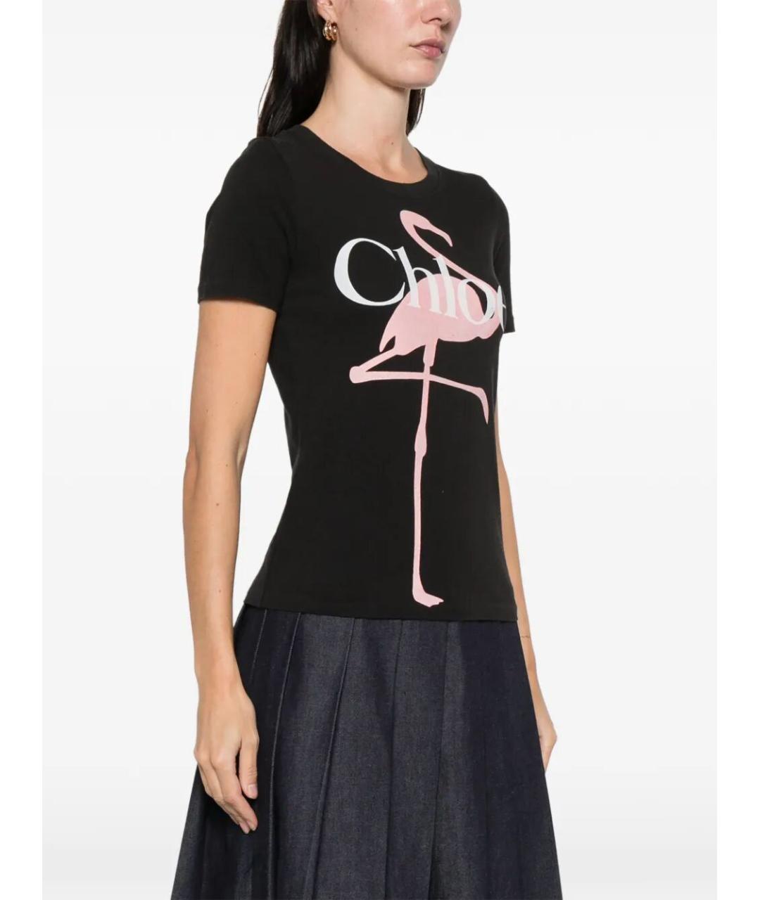 CHLOE Черная хлопковая футболка, фото 5