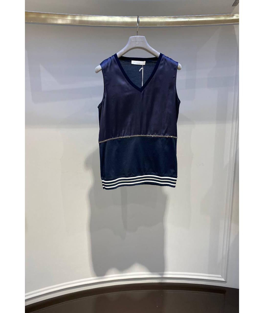 FABIANA FILIPPI Темно-синяя хлопковая майка, фото 4