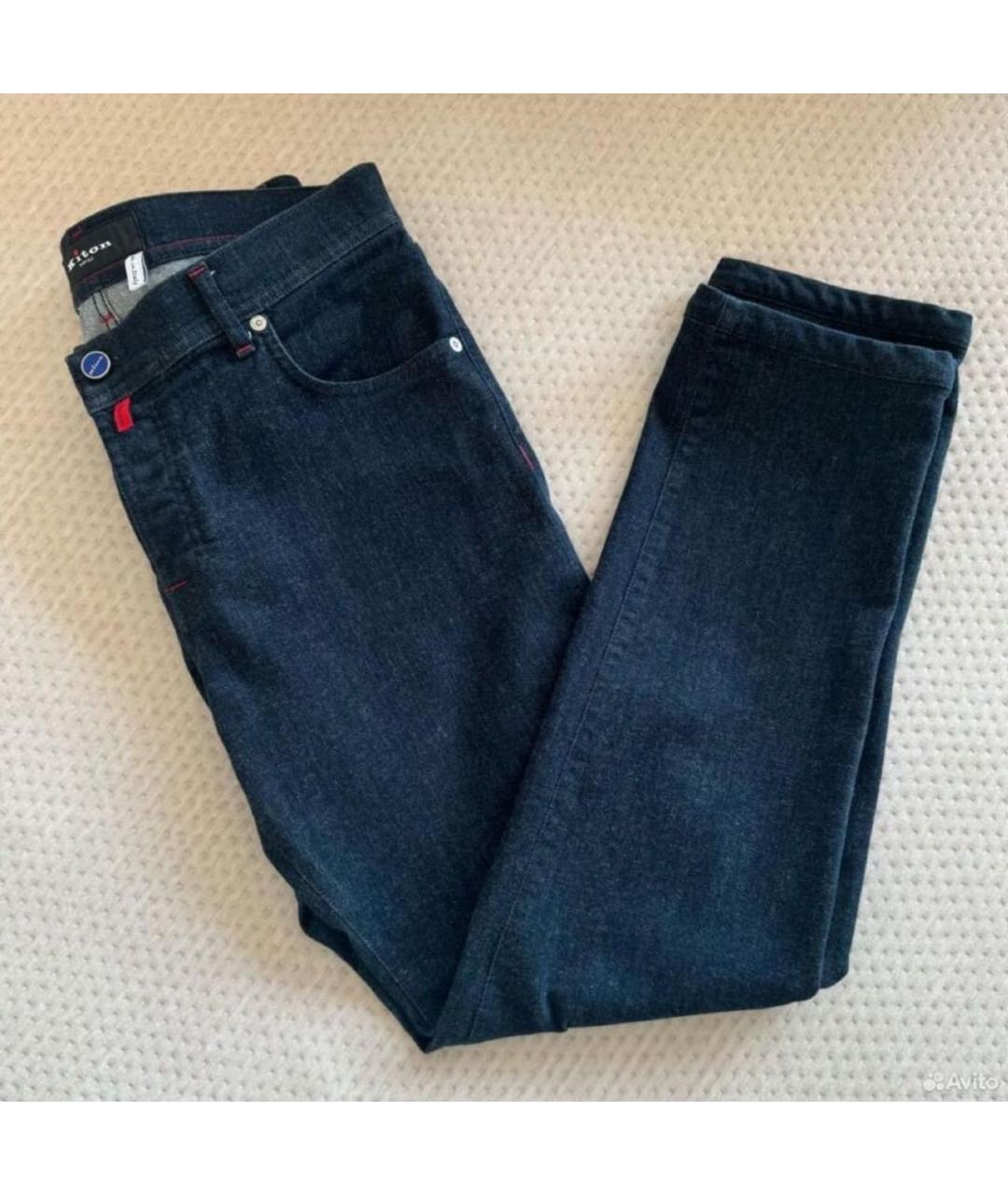 KITON Темно-синие прямые джинсы, фото 3