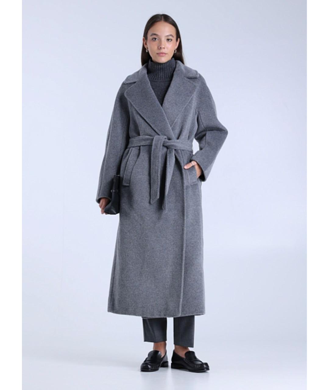 WEEKEND MAX MARA Серое шерстяное пальто, фото 2