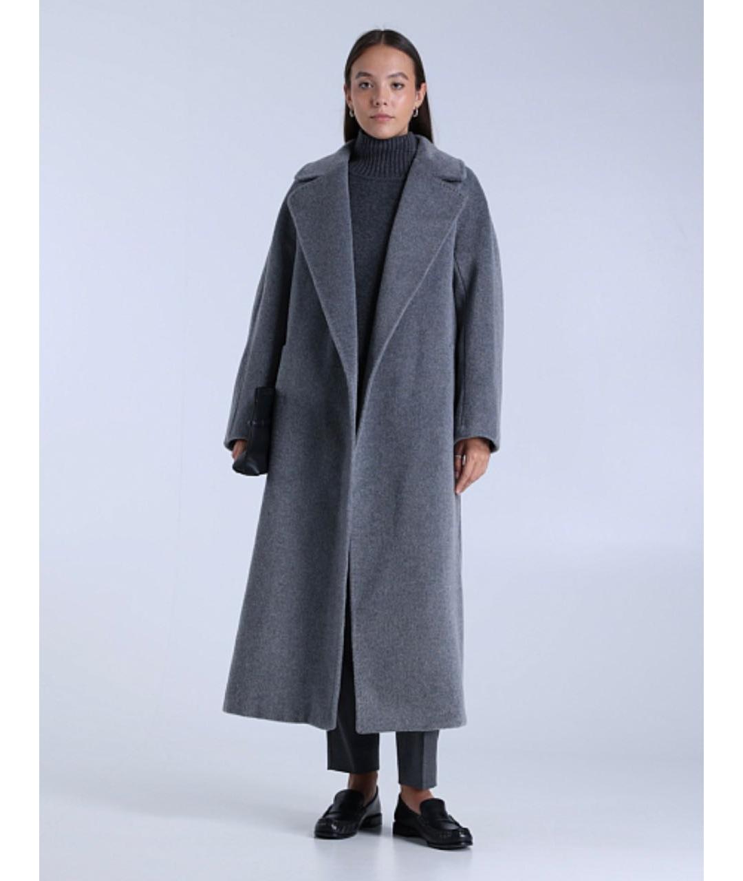 WEEKEND MAX MARA Серое шерстяное пальто, фото 4
