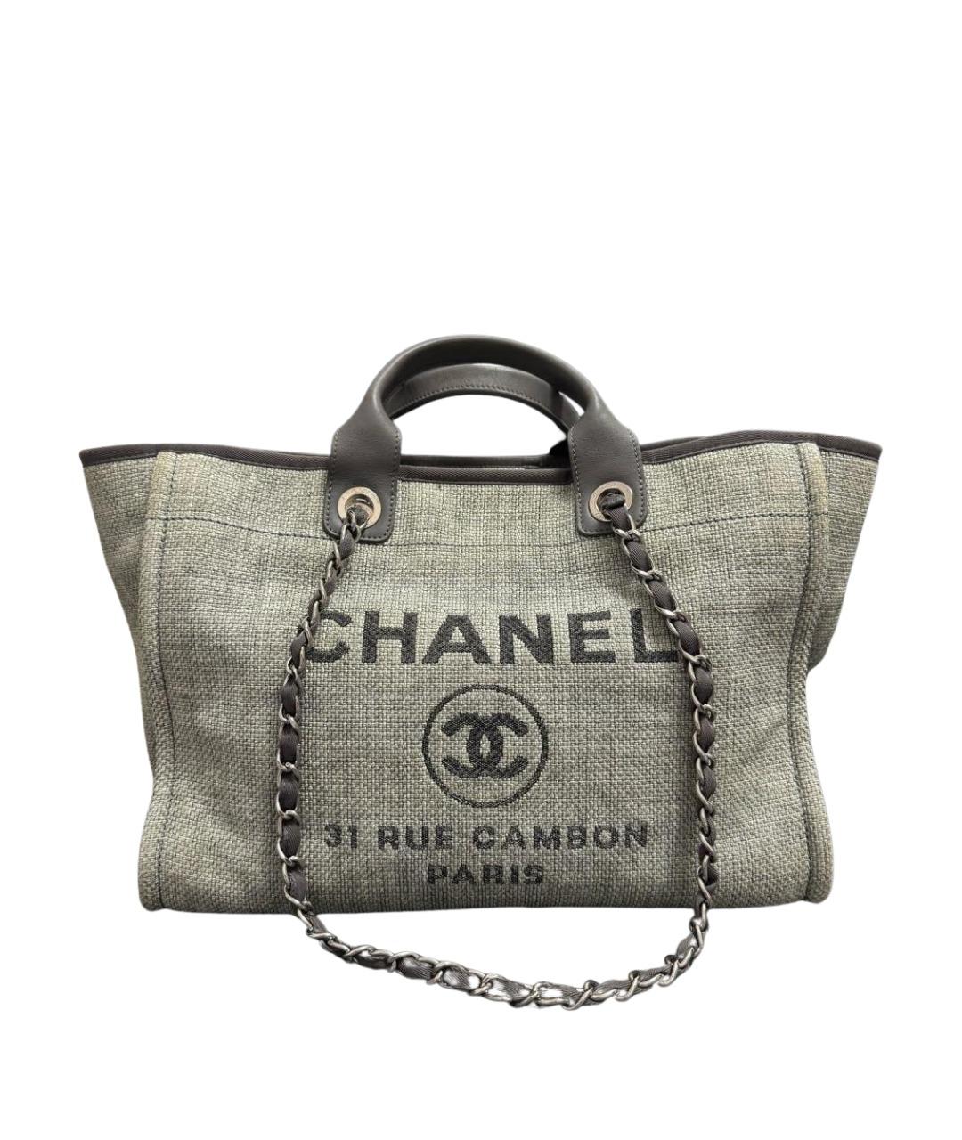 CHANEL Серая тканевая сумка тоут, фото 1