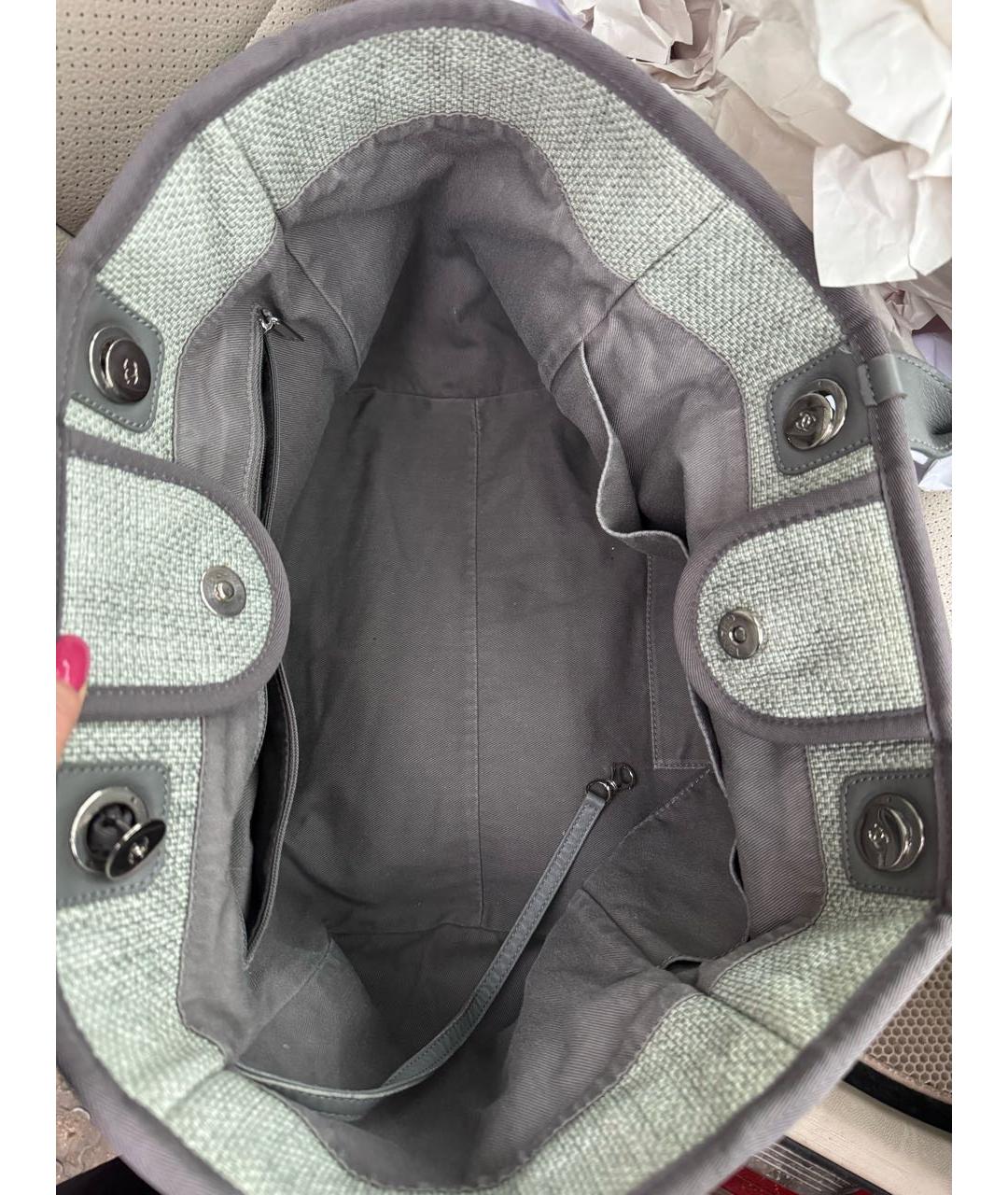 CHANEL Серая тканевая сумка тоут, фото 6