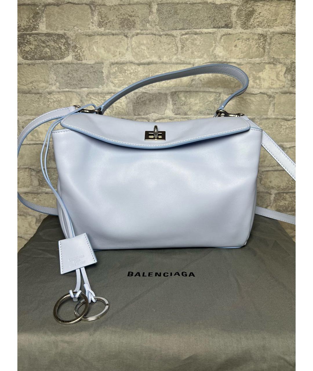 BALENCIAGA Голубая кожаная сумка с короткими ручками, фото 9