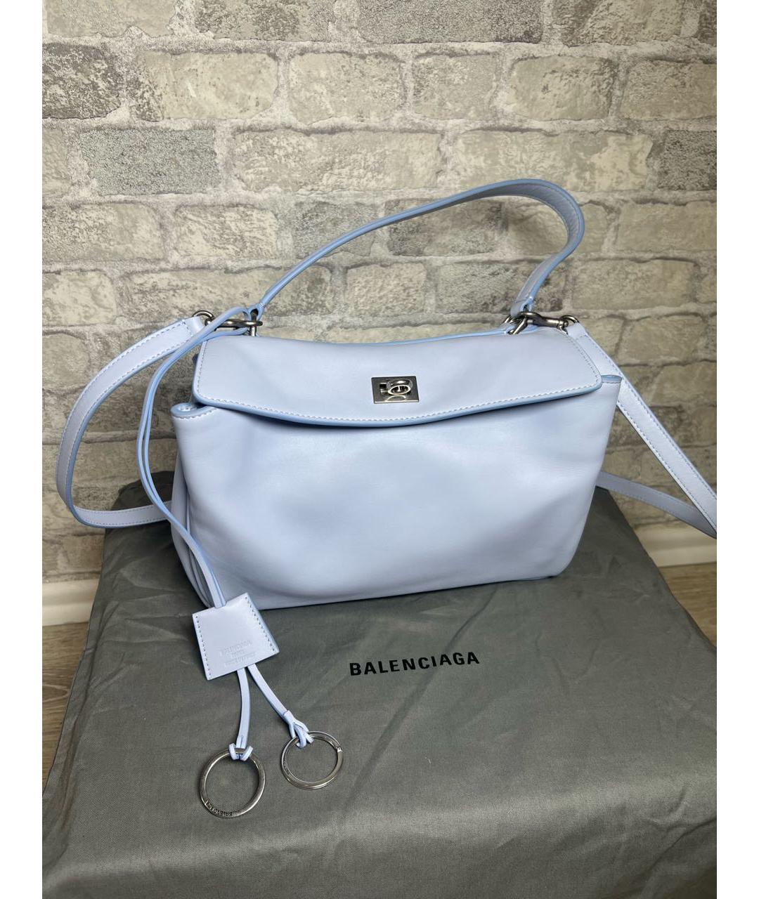 BALENCIAGA Голубая кожаная сумка с короткими ручками, фото 4