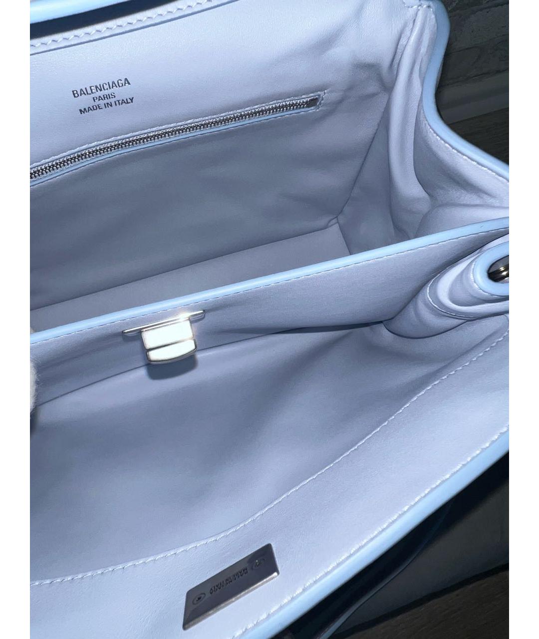 BALENCIAGA Голубая кожаная сумка с короткими ручками, фото 8
