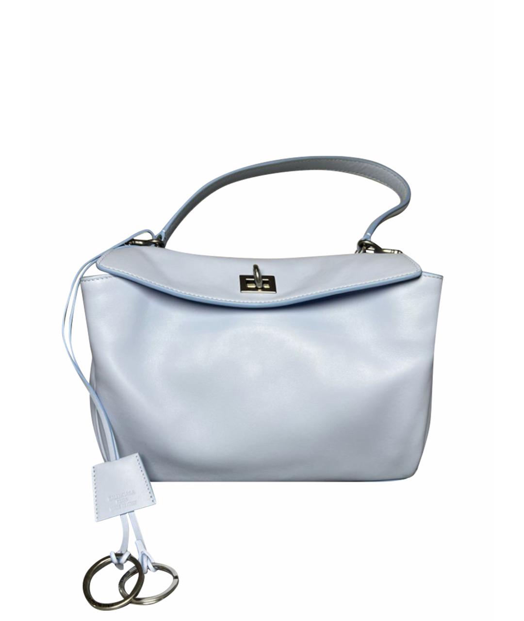 BALENCIAGA Голубая кожаная сумка с короткими ручками, фото 1