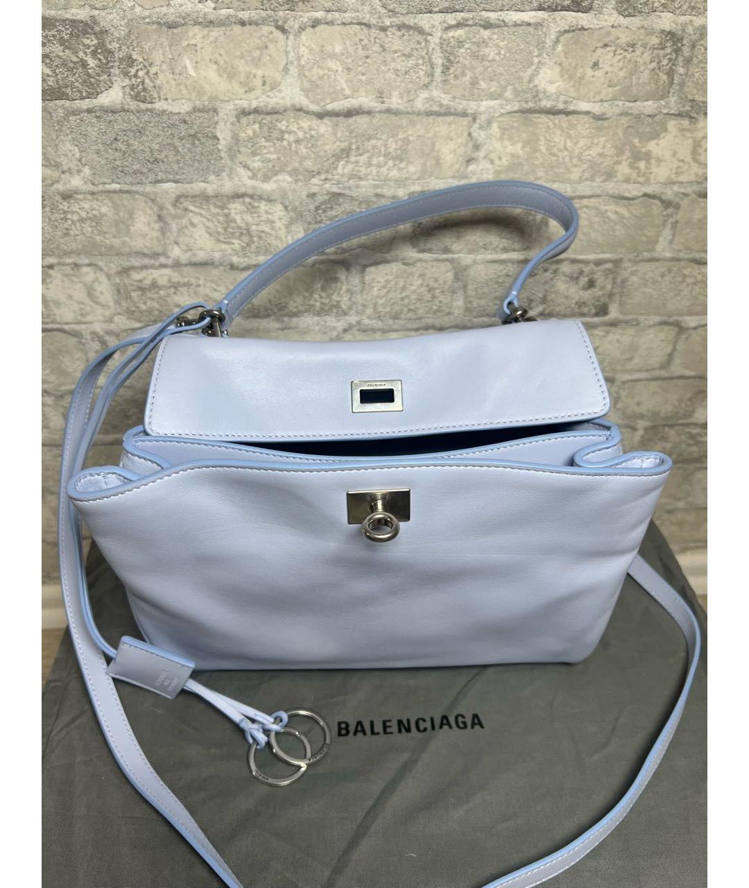 BALENCIAGA Голубая кожаная сумка с короткими ручками, фото 7