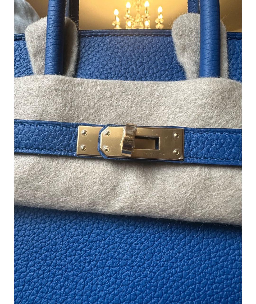 HERMES Синяя кожаная сумка с короткими ручками, фото 5