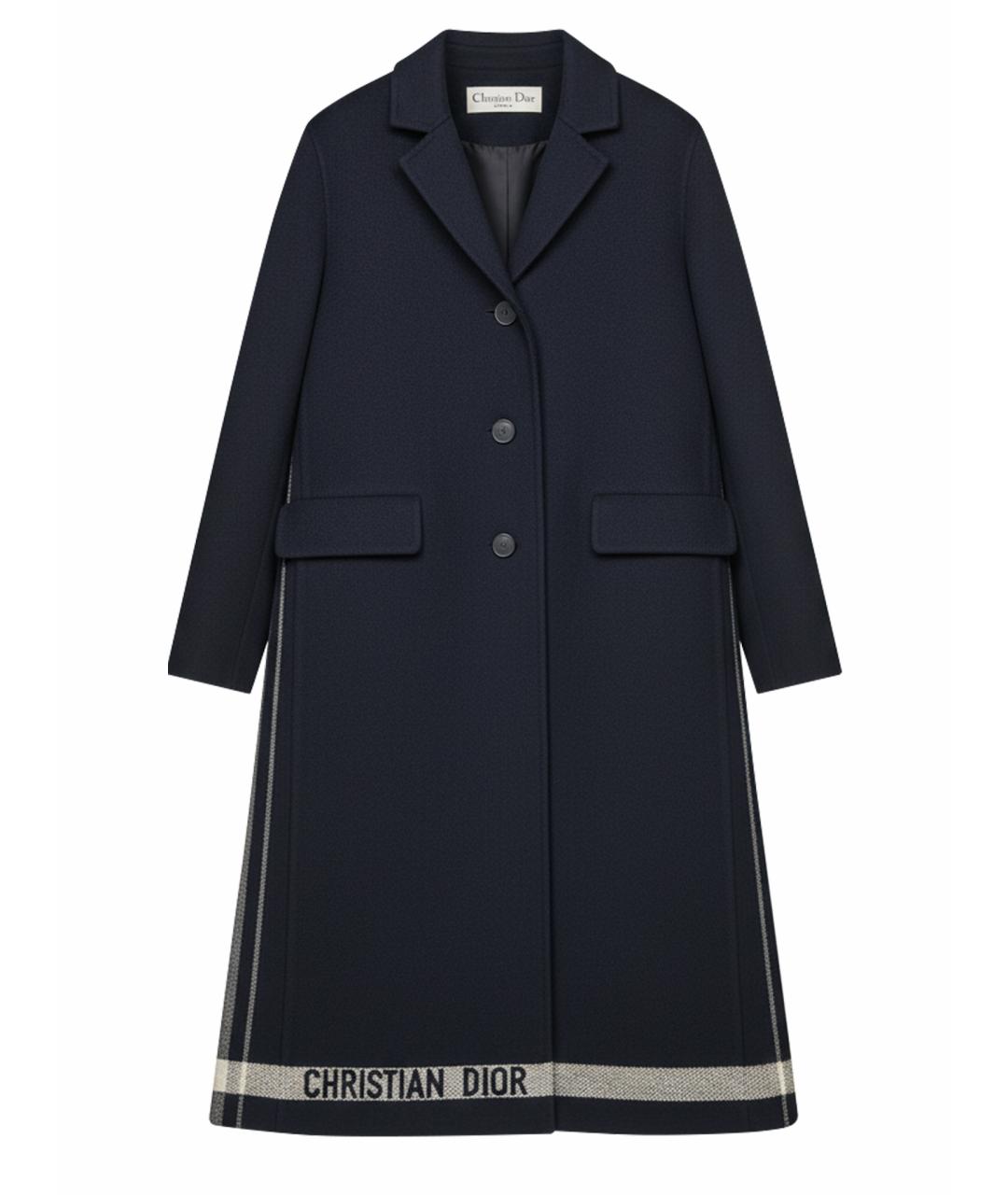 CHRISTIAN DIOR Темно-синее шерстяное пальто, фото 1