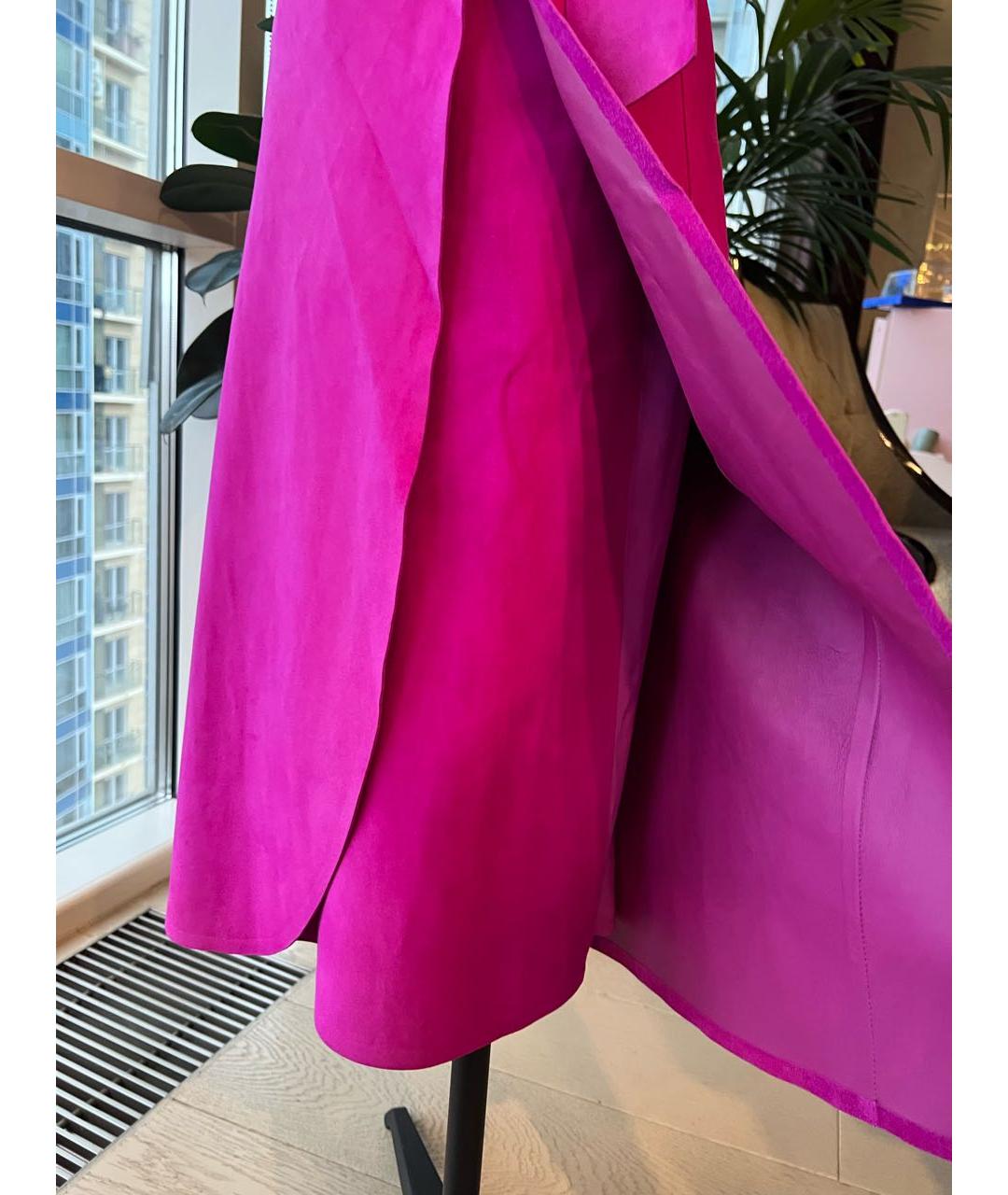 CELINE Розовая замшевая юбка макси, фото 6