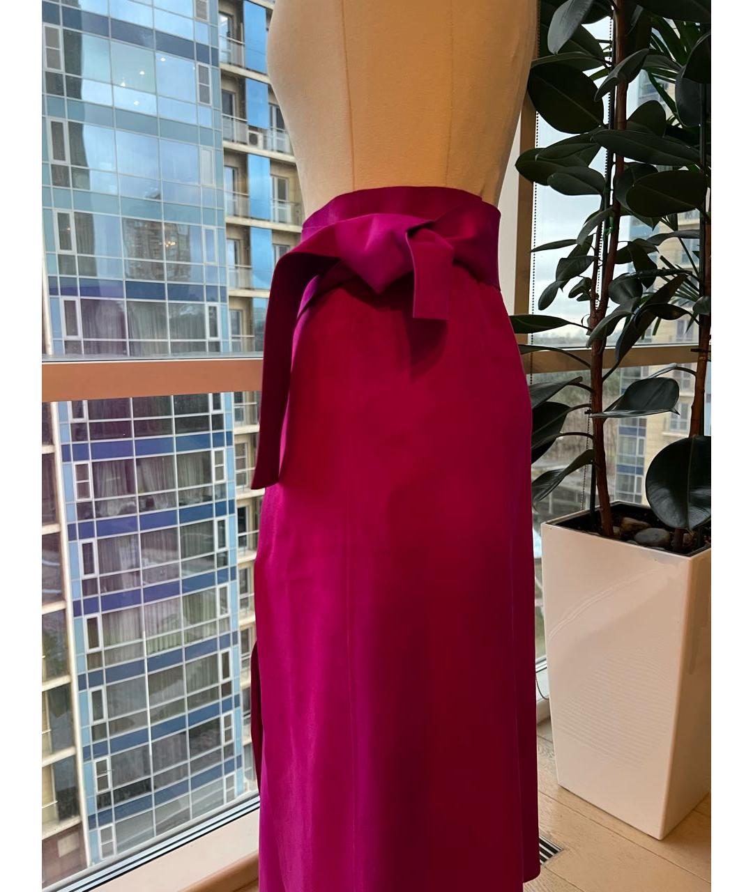 CELINE Розовая замшевая юбка макси, фото 4