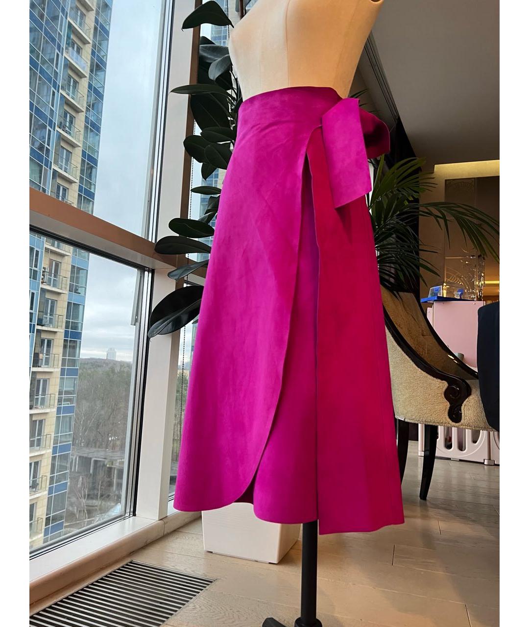 CELINE Розовая замшевая юбка макси, фото 7
