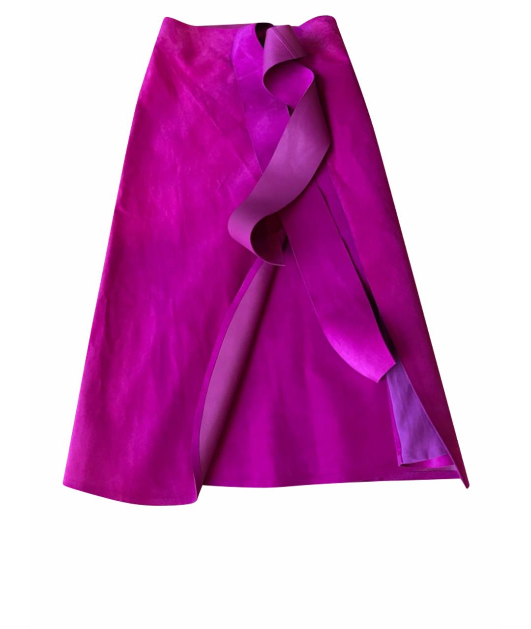 CELINE Розовая замшевая юбка макси, фото 1