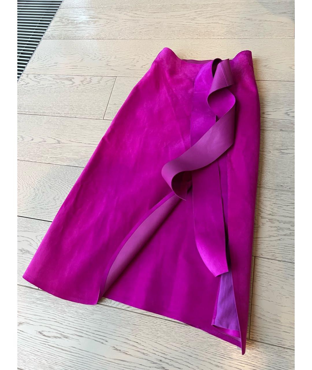 CELINE Розовая замшевая юбка макси, фото 9