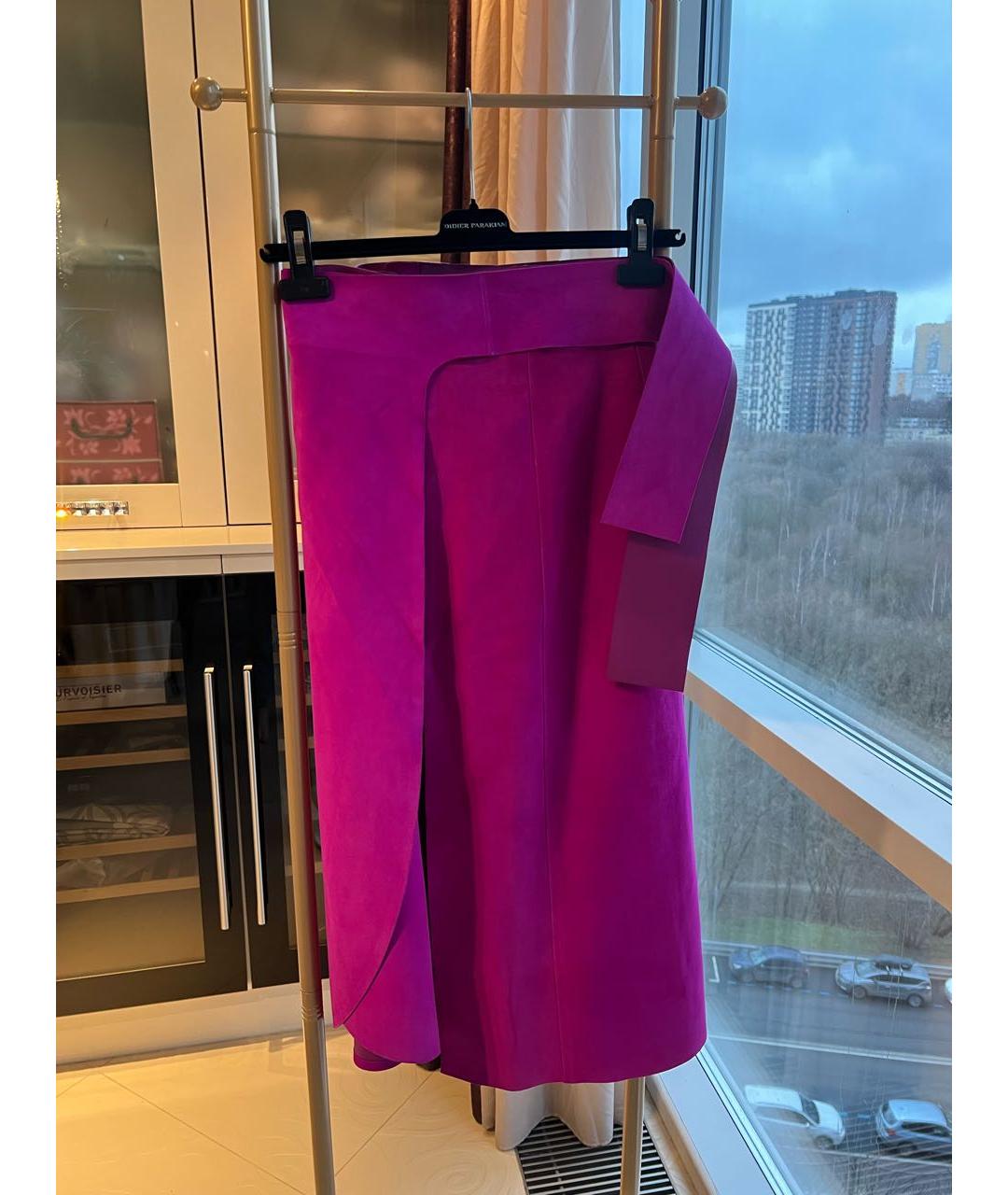 CELINE Розовая замшевая юбка макси, фото 8