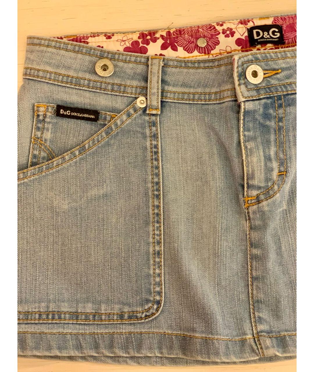DOLCE&GABBANA Голубая деним юбка мини, фото 4