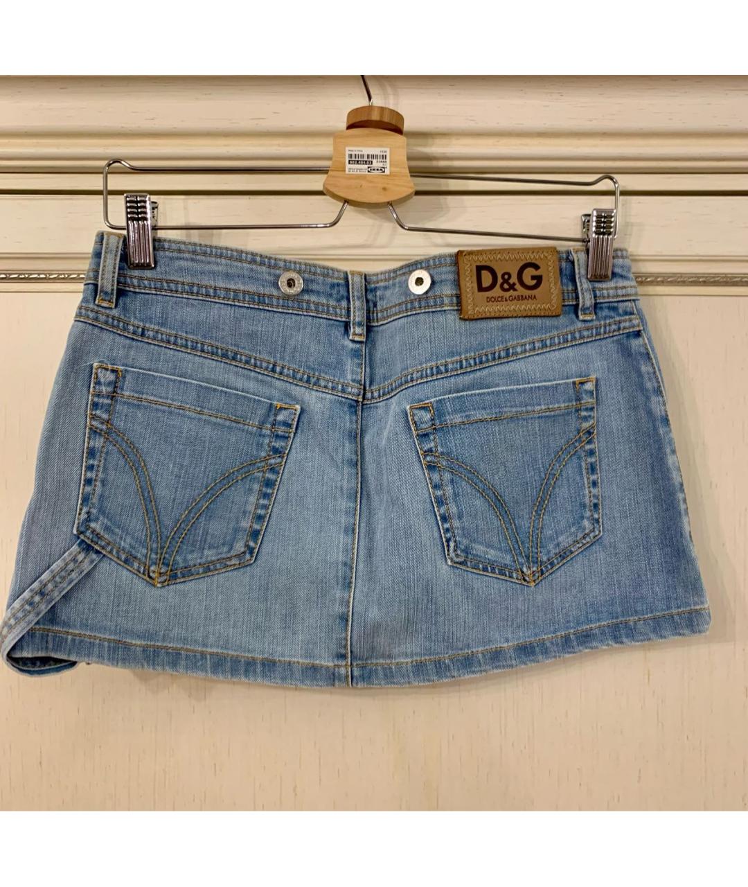 DOLCE&GABBANA Голубая деним юбка мини, фото 2