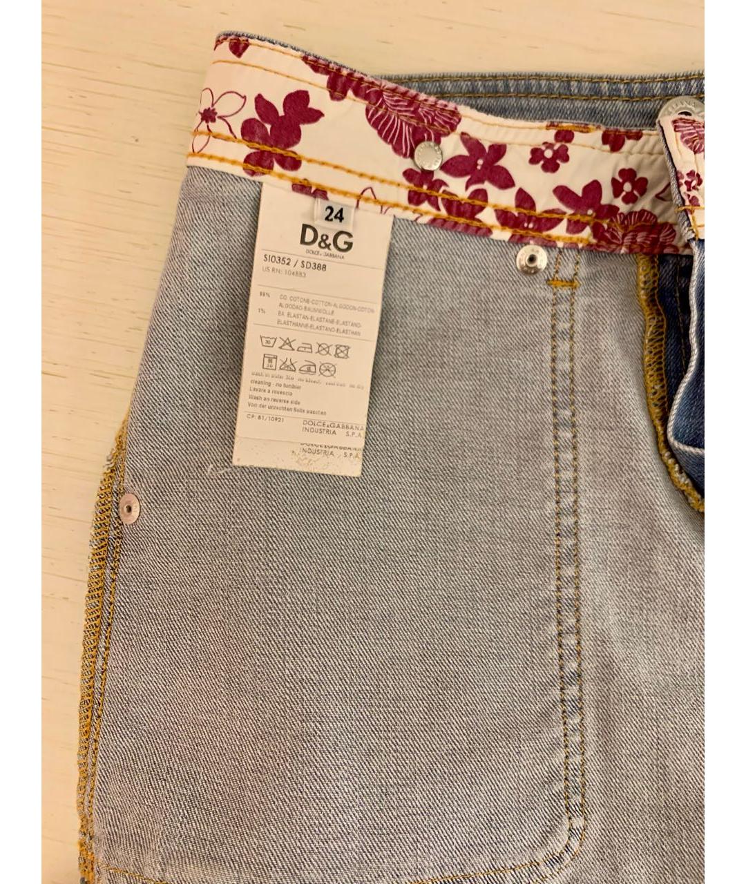 DOLCE&GABBANA Голубая деним юбка мини, фото 3