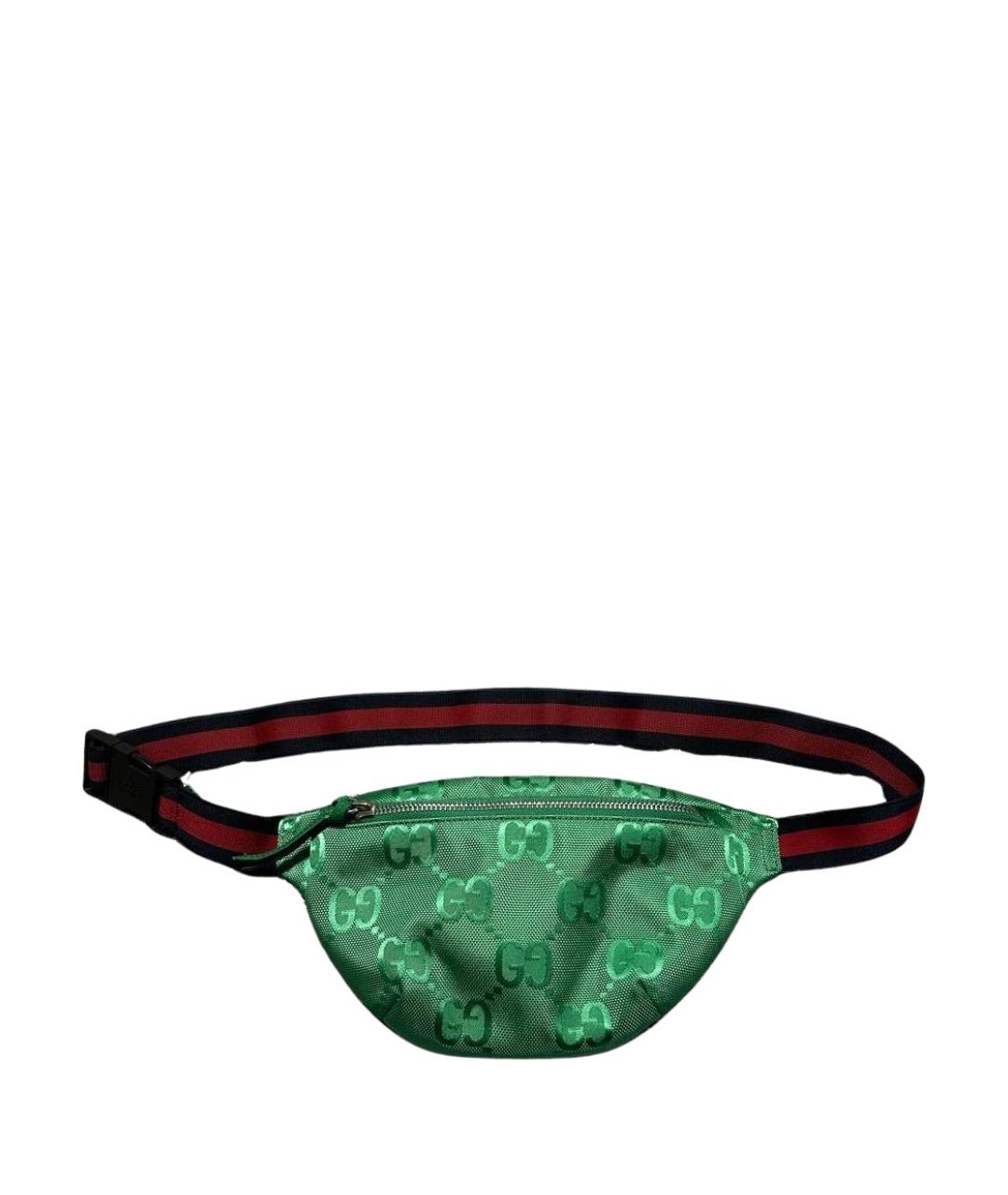 GUCCI Зеленая тканевая поясная сумка, фото 1