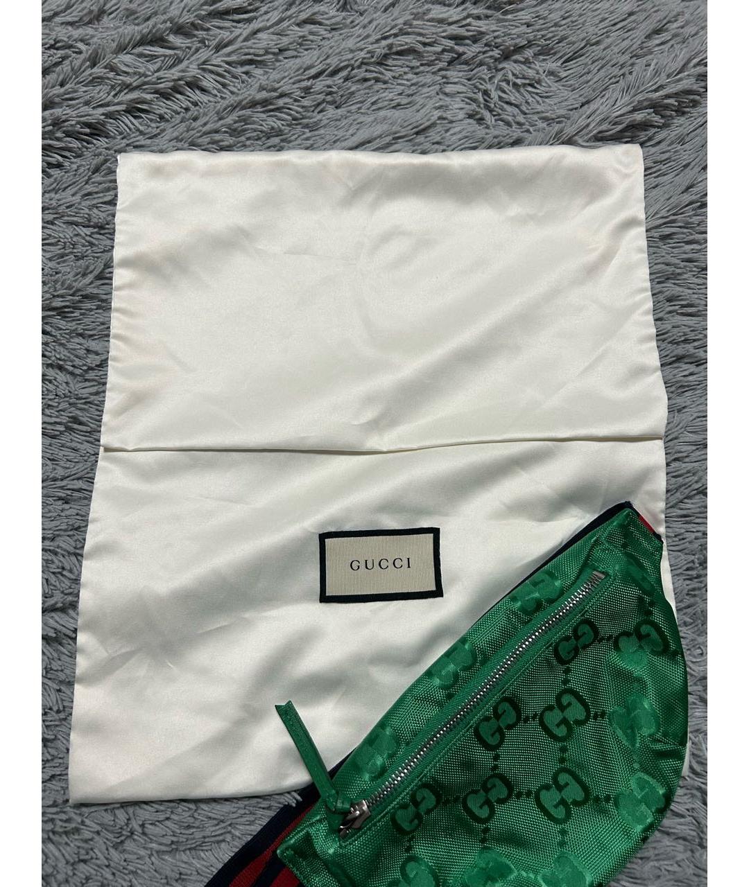 GUCCI Зеленая тканевая поясная сумка, фото 7