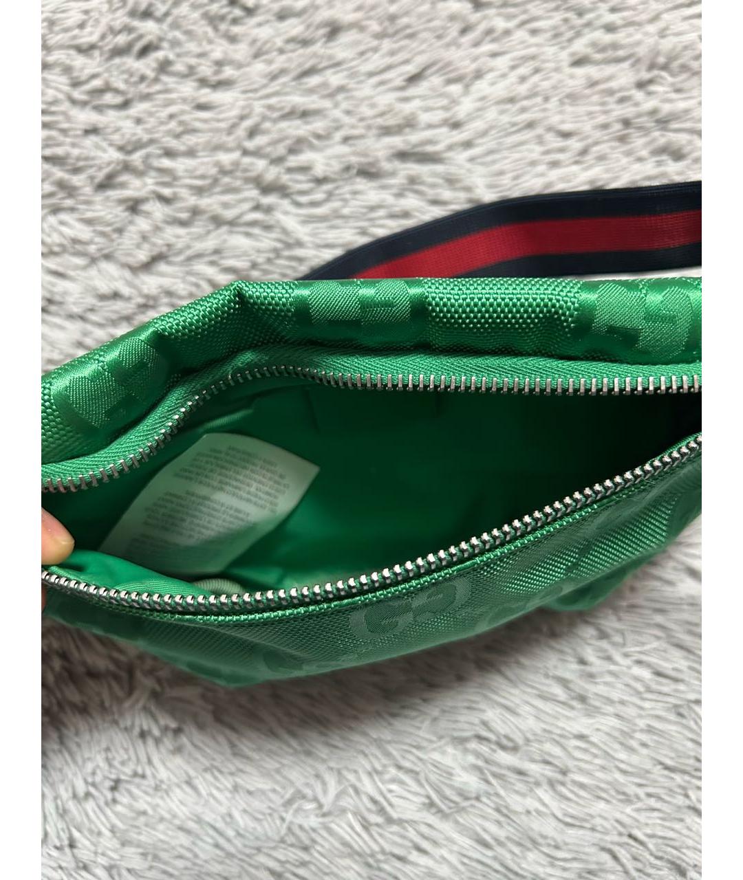 GUCCI Зеленая тканевая поясная сумка, фото 6