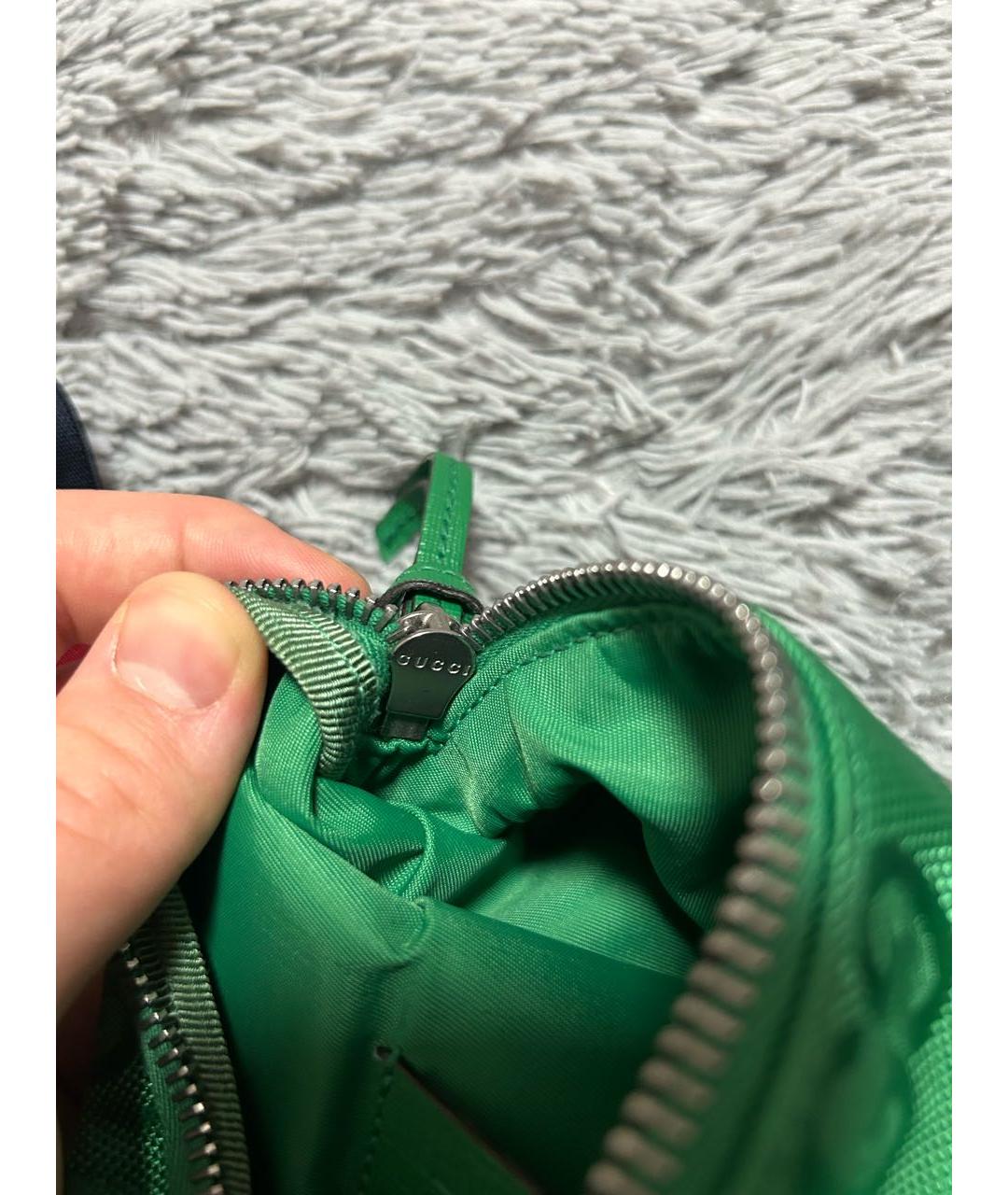 GUCCI Зеленая тканевая поясная сумка, фото 4