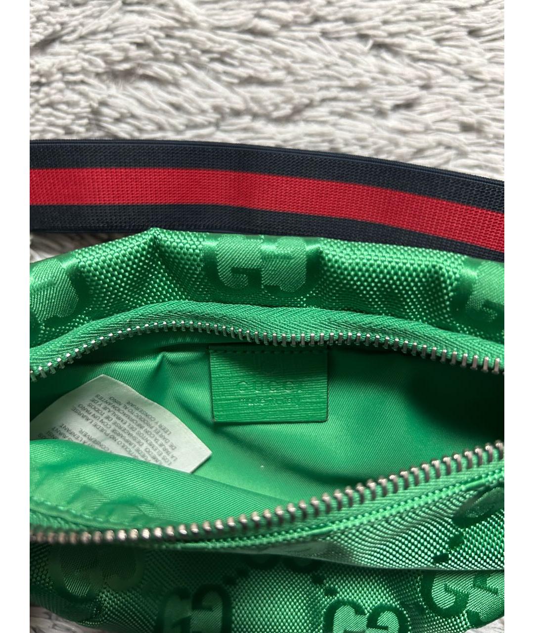 GUCCI Зеленая тканевая поясная сумка, фото 3