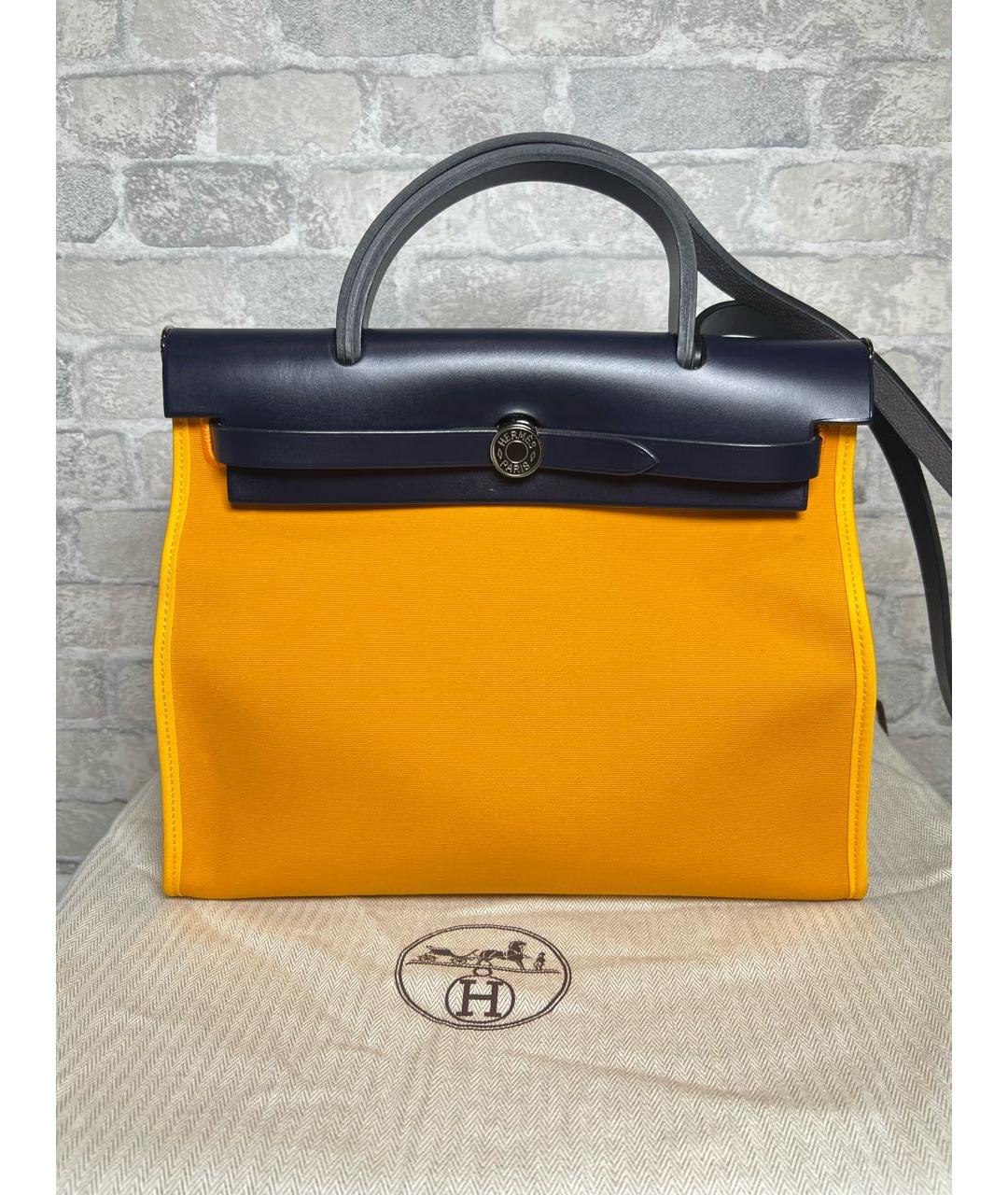 HERMES Желтая кожаная сумка через плечо, фото 9