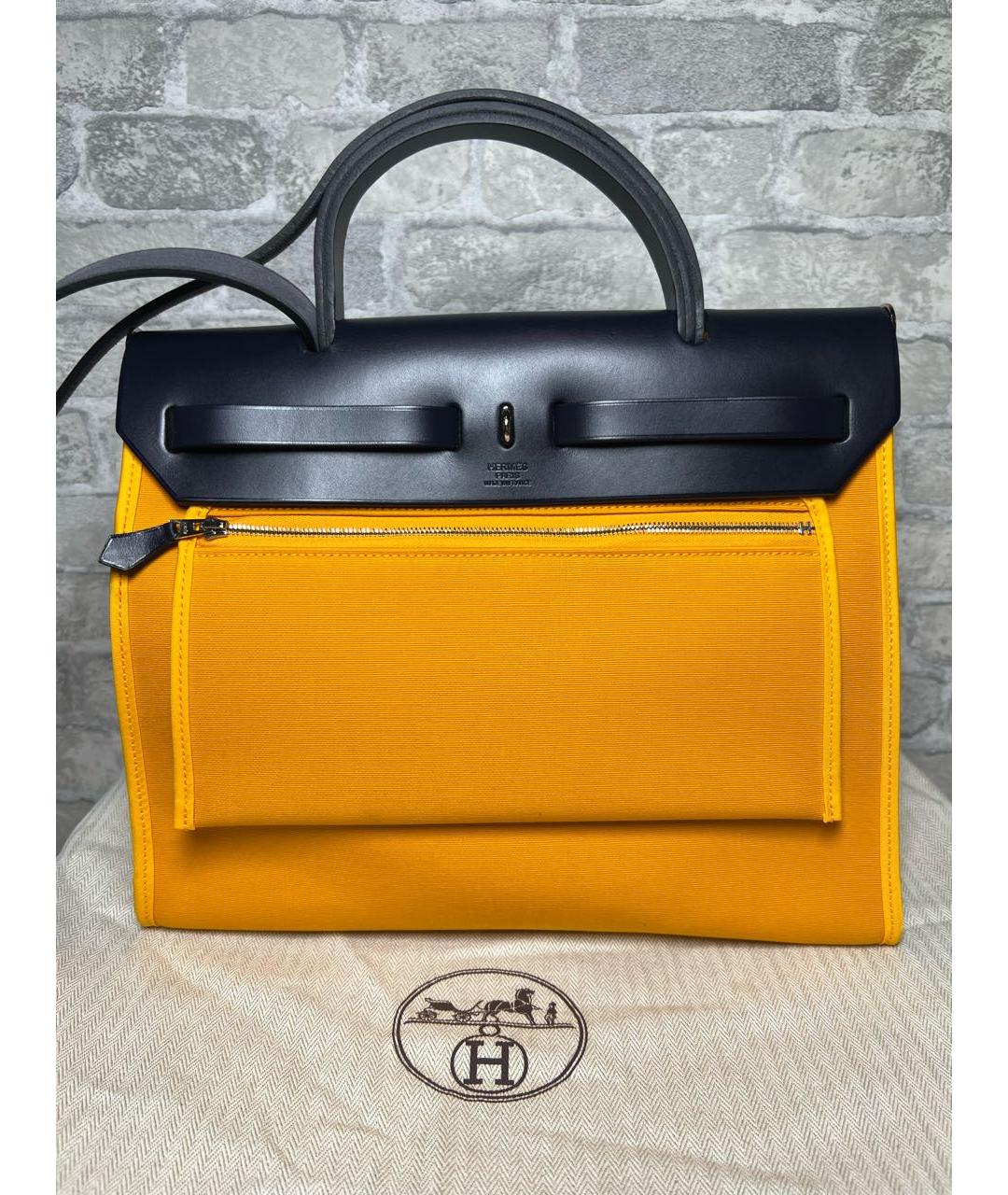 HERMES Желтая кожаная сумка через плечо, фото 3
