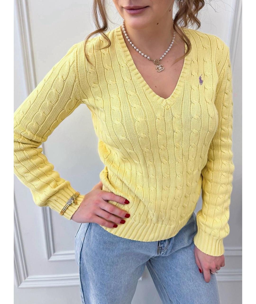 POLO RALPH LAUREN Желтый хлопковый джемпер / свитер, фото 4