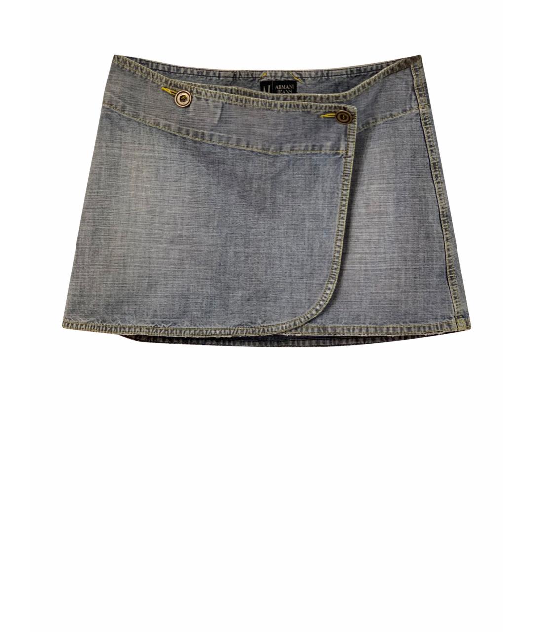 ARMANI JEANS Голубая деним юбка мини, фото 1